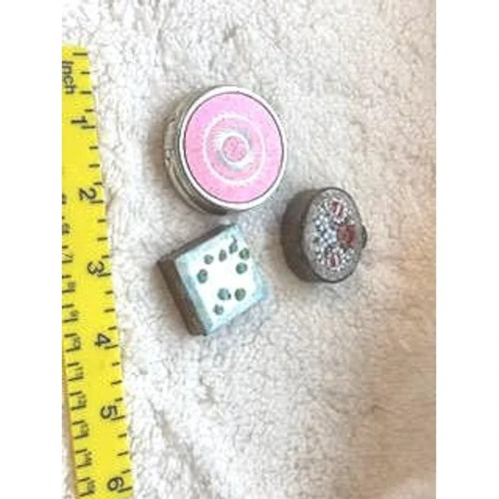 Vintage Pill Box Compact Set of 3 Guilloche Enamel Italian Micro Mosaic